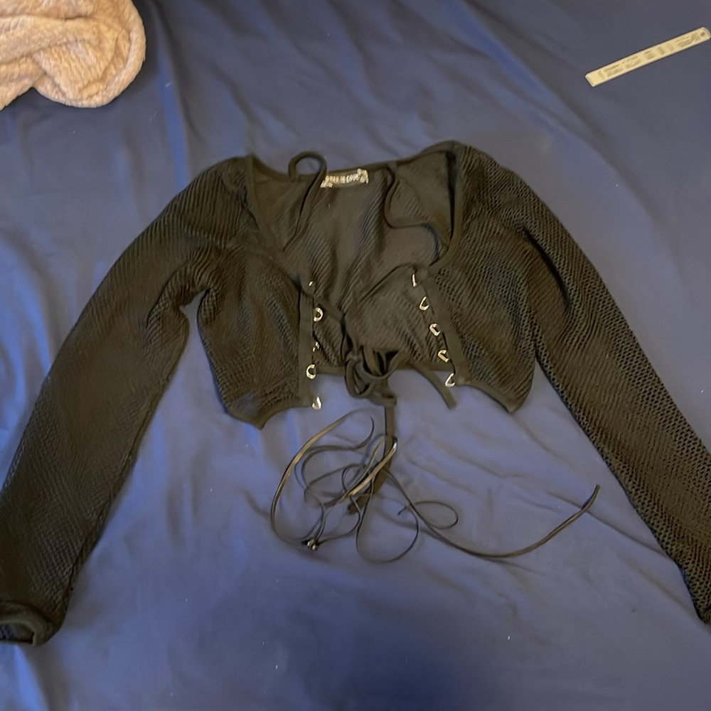 Dark In Love Laced Up Mesh Top